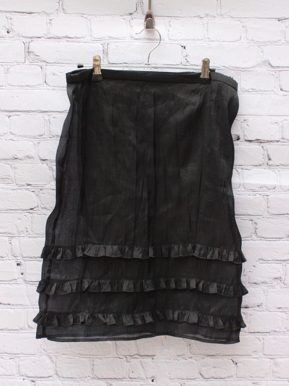 J.Crew Black Tiered Ruffle Sheer Skirt Size 2